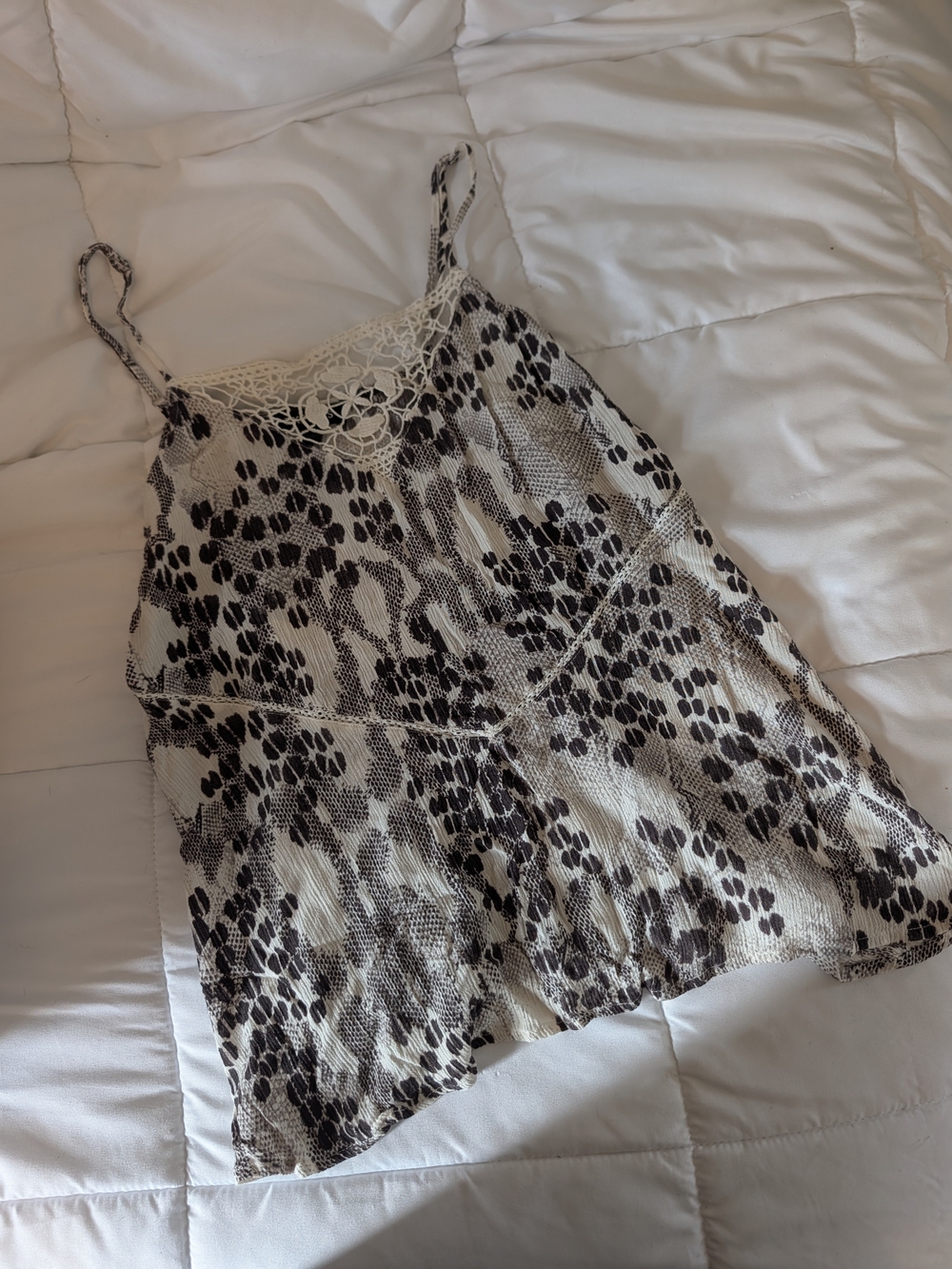 Express Black & Cream Lace-Trim Animal Print Cami